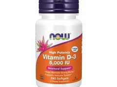 Now Foods Vitamina D3 5000 IU, 240 Capsule (Impotriva osteoporozei, dureri oase)